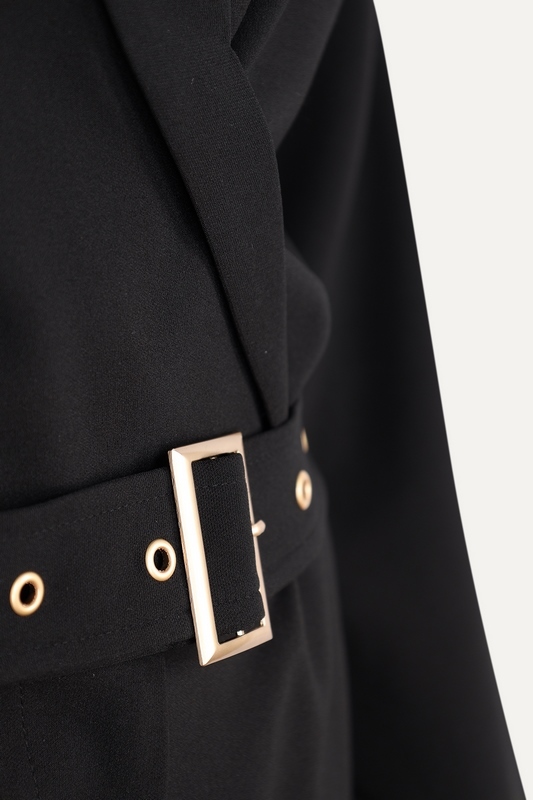 DRESS LIKE YOU CIDER Jumpsuit with blazer neckline and belt BLACK kopen Luff Concept Store